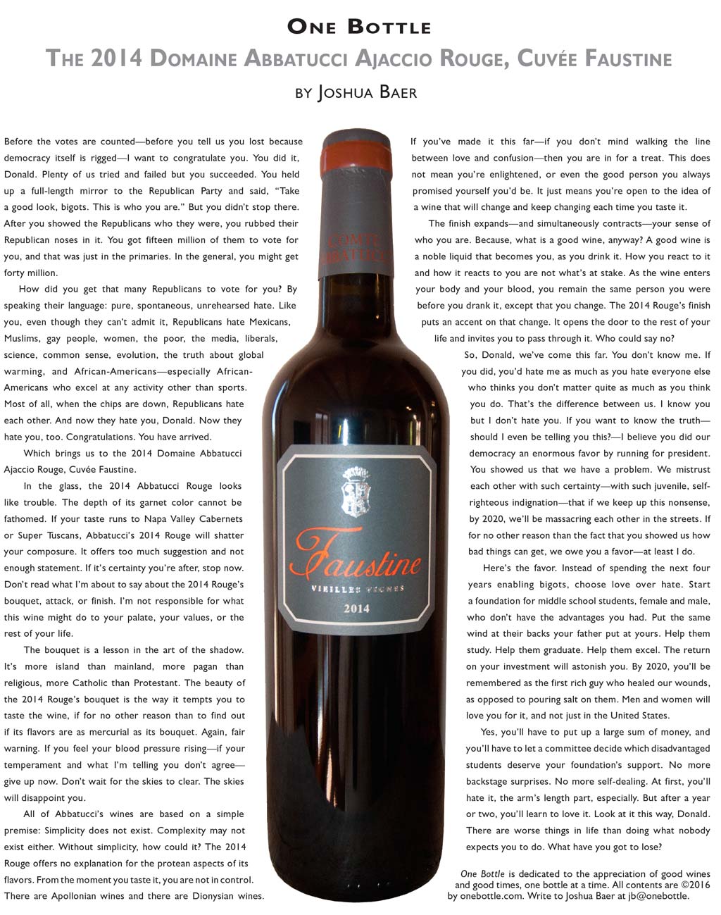 2014 Domaine Abbatucci Ajaccio Rouge, Cuvee Faustine